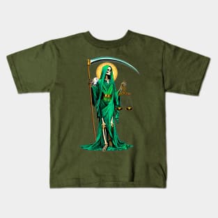 Green Santa Muerte Kids T-Shirt